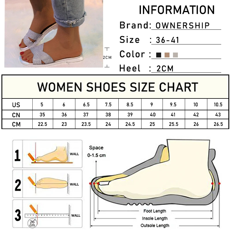 

Slide For Women 2020 Home Indoor Footwear Summer Crystal Flat Fashion Shoes Women's Female Glitter Women Slippers Drop Shipping