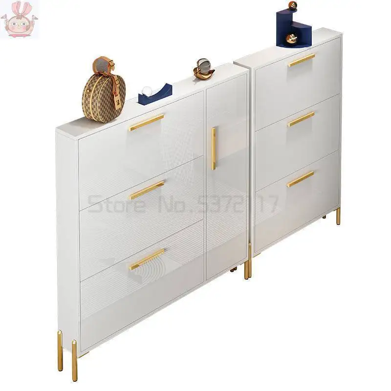 

Роскошный легкий ультратонкий шкаф для обуви, белый простой самосвал, маленький узкий домашний шкаф для хранения с экономией места