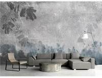 custom large scale murals wallpapers retro distressed style watercolor texture ink leaf tv background wall