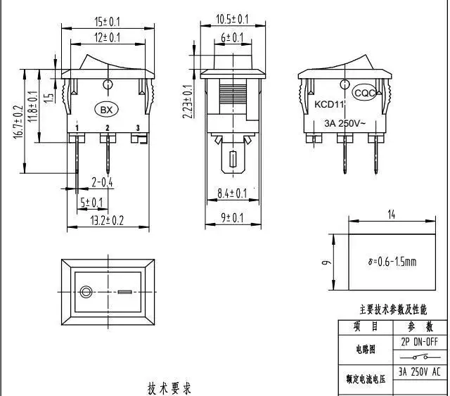 TZT 10 шт./лот 10*15 мм SPST 2PIN вкл/выкл G130 лодка кулисный переключатель KCD11 3A/250 в автомобиль приборная панель грузовик RV ATV дома