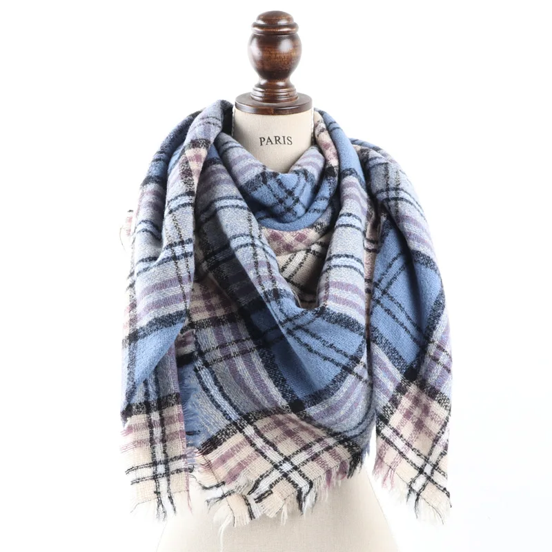 

2019 Winter Scarf Plaid Blanket Scarf Ladies Warm Pashmina Wrap British Style Female Solid Scarves Fashion Casual Cashmere