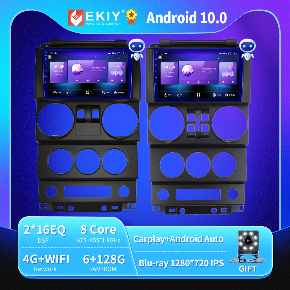 

EKIY Blu-Ray Car Radio For Wrangler Rubicon Android Auto Video Player Navigation GPS Stereo Multimedia Carplay Autoradio No DVD