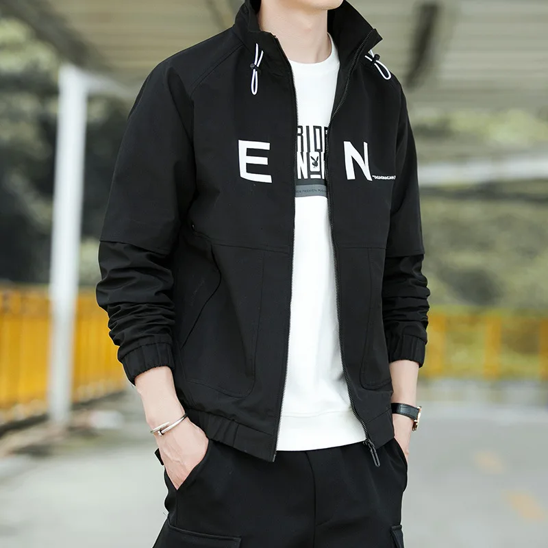 

Jacket Man Collar Slim Men Jacket Casual Solid Color Mens Jacket Trend Wild Men'S Baseball Clothing Large Size Male Clothing