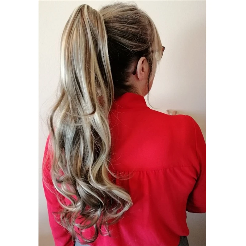 

Vigorous Corn Wavy Long Ponytail Synthetic Hairpiece Wrap On Clip Hair Extensions Brown Pony Tail Blonde Fack Hair