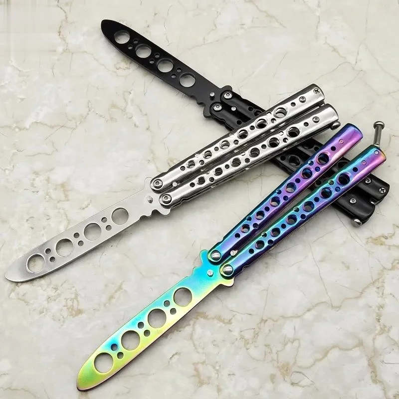 

Beginner Butterfly Knife Six-Hole Butterfly Practice Knife Training Knife All-Steel Butterfly Play Knife Unedged ButterflyKnife