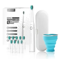seago lovers rechargeable electric toothbrush sonic tooth brush travel box portable folding cup ultrasonic replace brush heads
