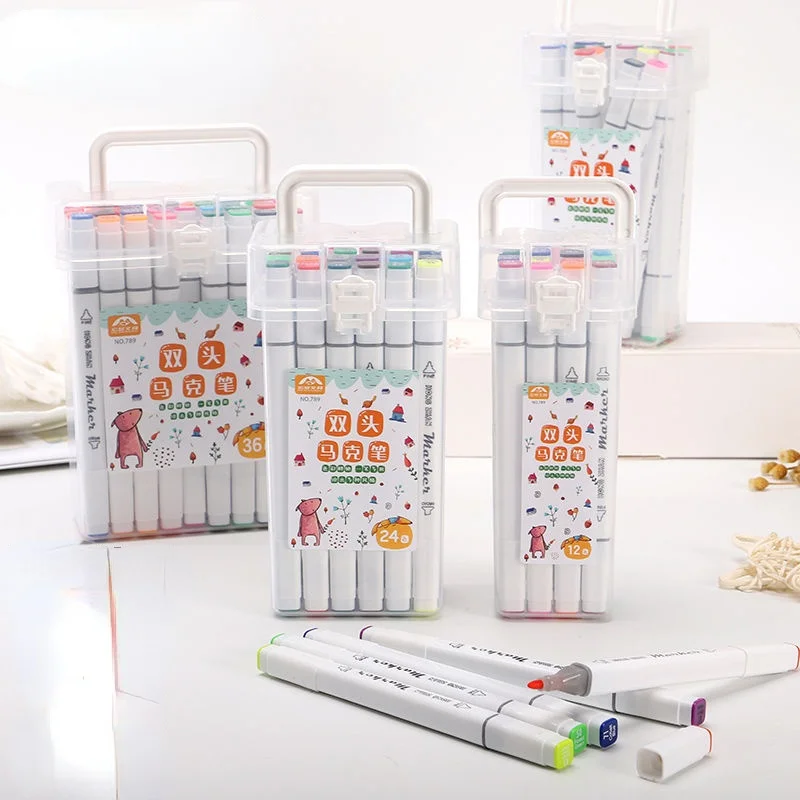 

Double-headed marker pens for children and elementary school students drawing color pen set, safe, non-toxic and washable