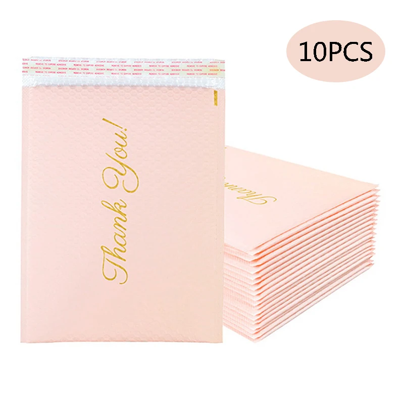 

New10pcs Pink Thank You Dot Poly Bubble Mailer Envelopes Bags Self Seal Packaging