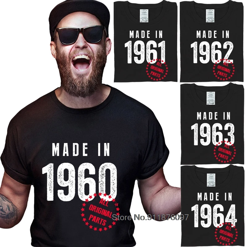 Camiseta de algodón para hombre, ropa de calle con estampado de talla grande, 1960, 1961, 1962, 1963, 1964