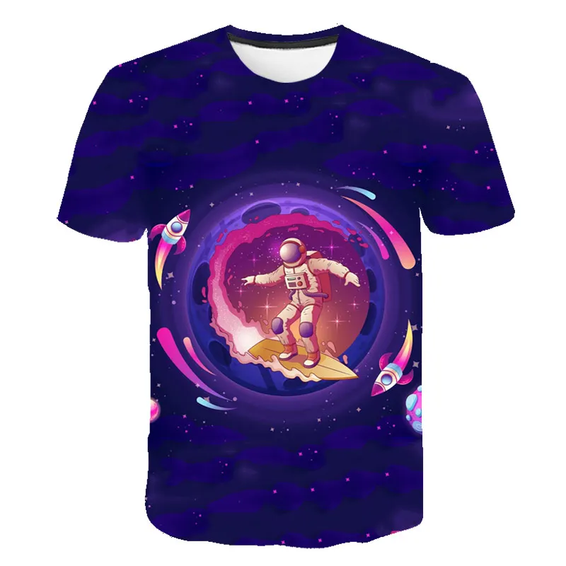 

2021 New Cosmos Planet Space Galaxy Astronaut 3D T-Shirt Children Moon Star Sky Boys Clothes Girls Kids Fashion Tshirt 4-14T