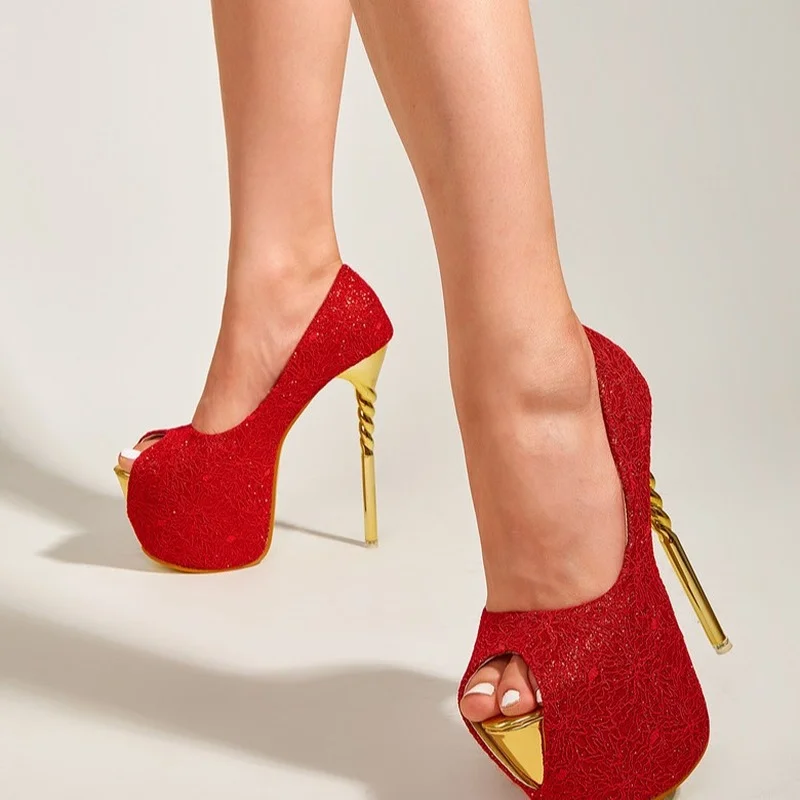 

Туфли-лодочки женские из натуральной кожи, на платформе, с открытым носком, на шпильке, свадебные, Клубные, летние, размера плюс