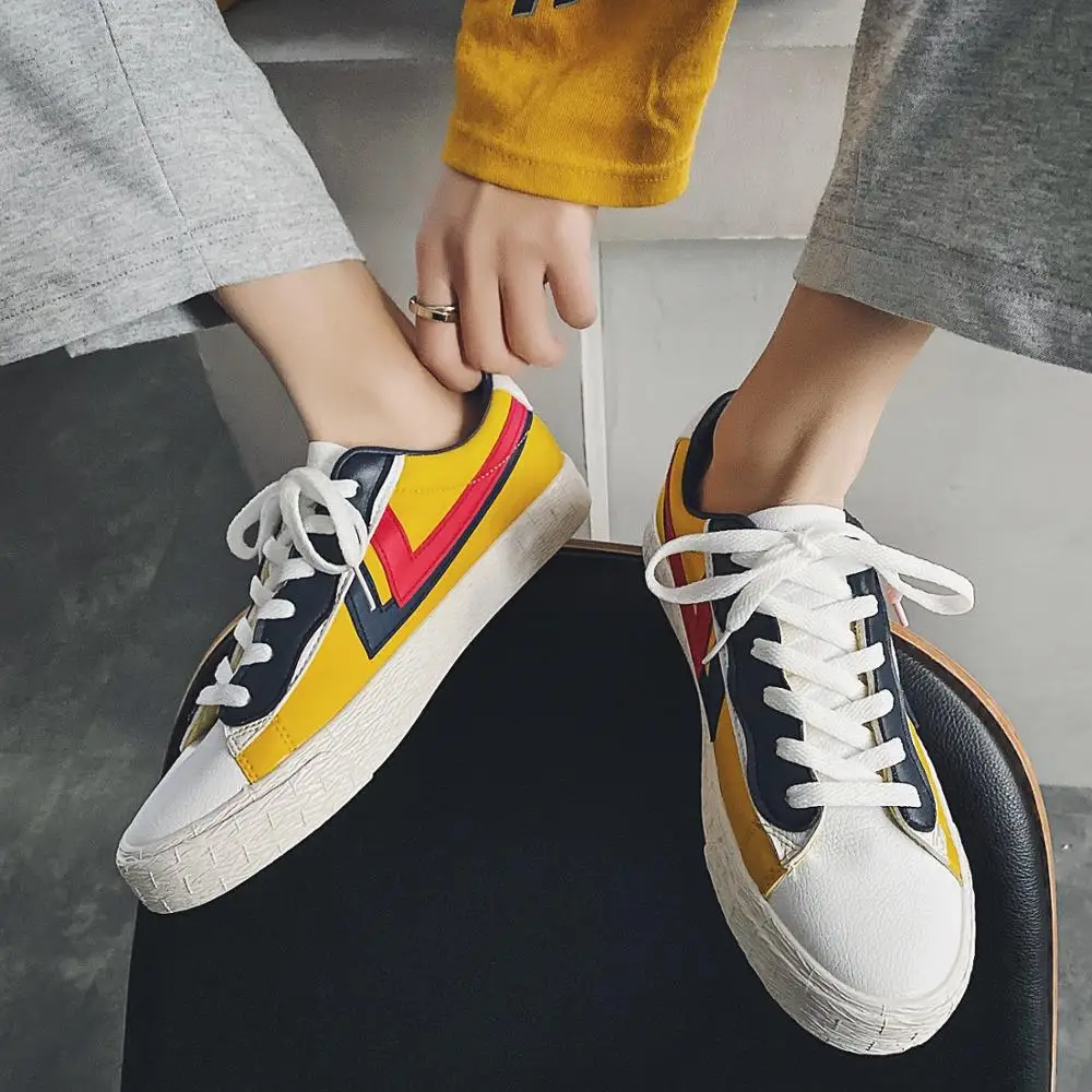 Осенняя мужская обувь Вулканизированная Обувь На Шнуровке Модная удобная