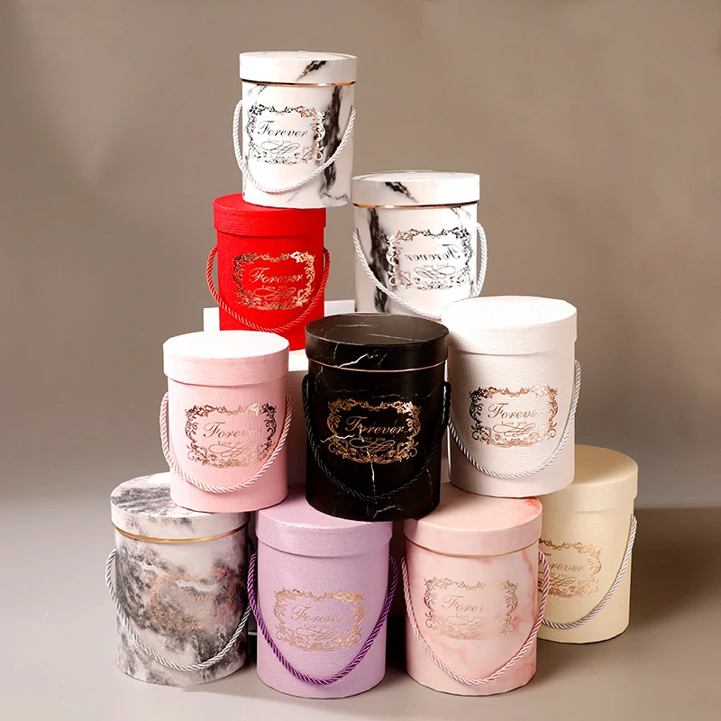 Коробки для шляп бумажная коробка хранения круглая Цветочная с крышкой