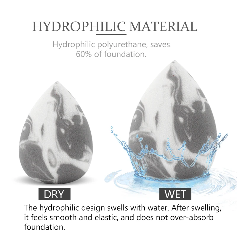 Губка для макияжа мраморная в форме капли тональный консилер губка смешанный