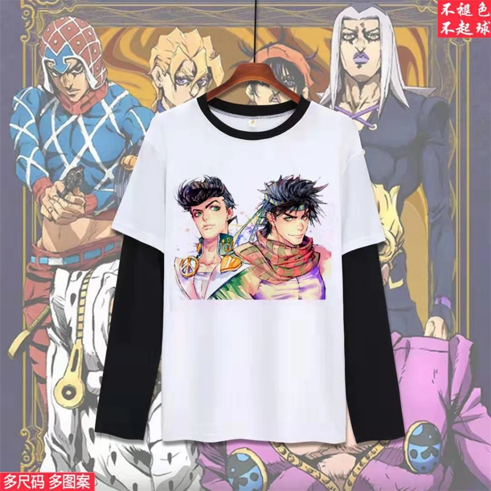 Японское аниме Необычные Приключения Лоскутная футболка с длинным рукавом Harajuku