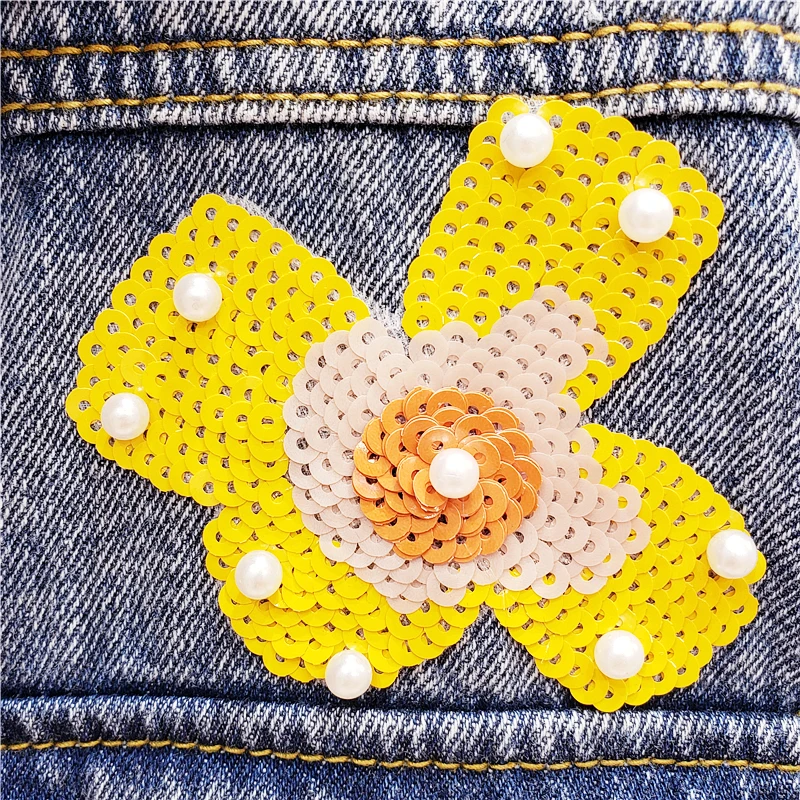 

Spring Autumn Women Denim Jacket Short Coat Fashion Flowers Sequins Long sleeve Jeans Jacket Female Loose Jeans Coat 2020 New