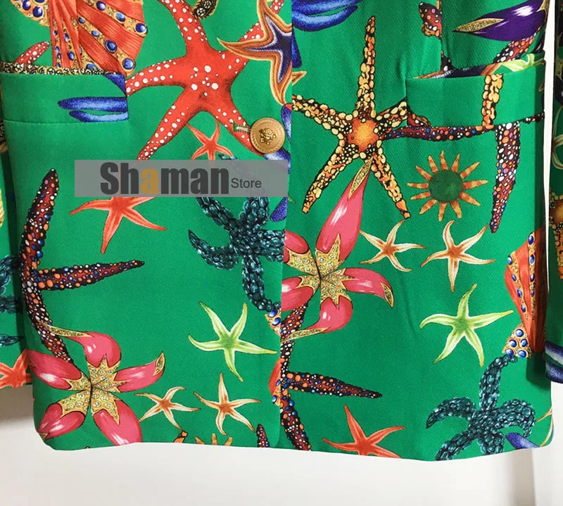 Luxury Design 2021 Runway High End 1:1 jacket women New Braned Starfish Shell Submarine Creature Print Long Sleeve girls blazer