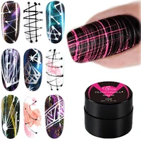 8mlbottle wire drawing gel nails polish spider web varnish painting liner diy design black white lacquer silk uv glue manicure