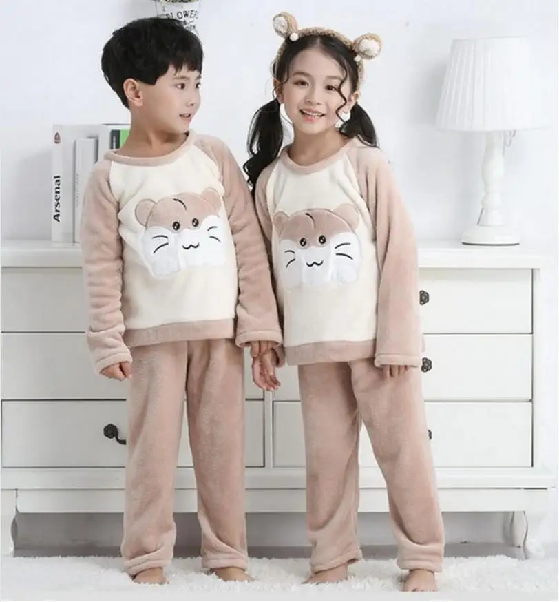 style 1 Детские пижамные комплекты, Детская Пижама, Детский костюм для сна, детская одежда для сна, зимняя теплая детская пижама, домашняя одежда для мальчиков и девочек - Цвет: style 1