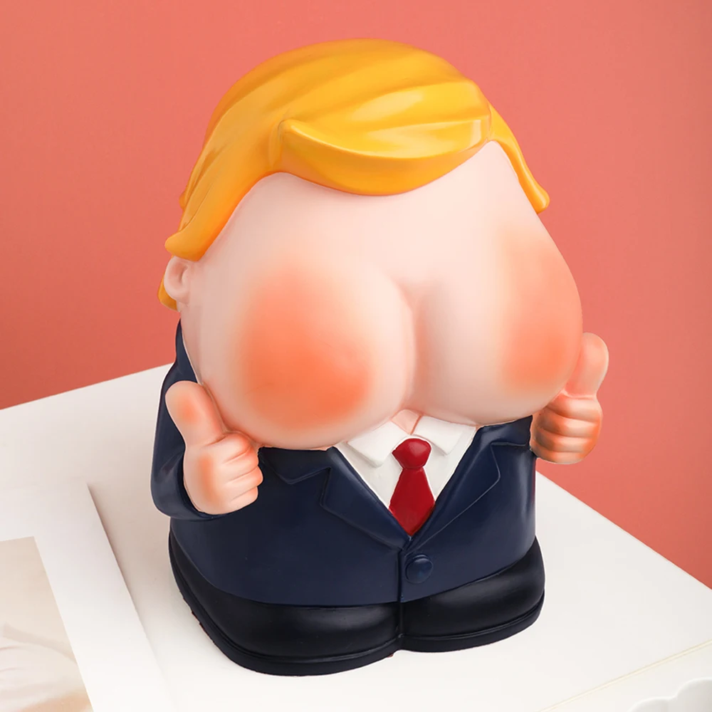 

America President Donald Trump Funny Resin Sculpture Tissue Storage Box Napkin Paper Holder Home Living Room Office Decoration