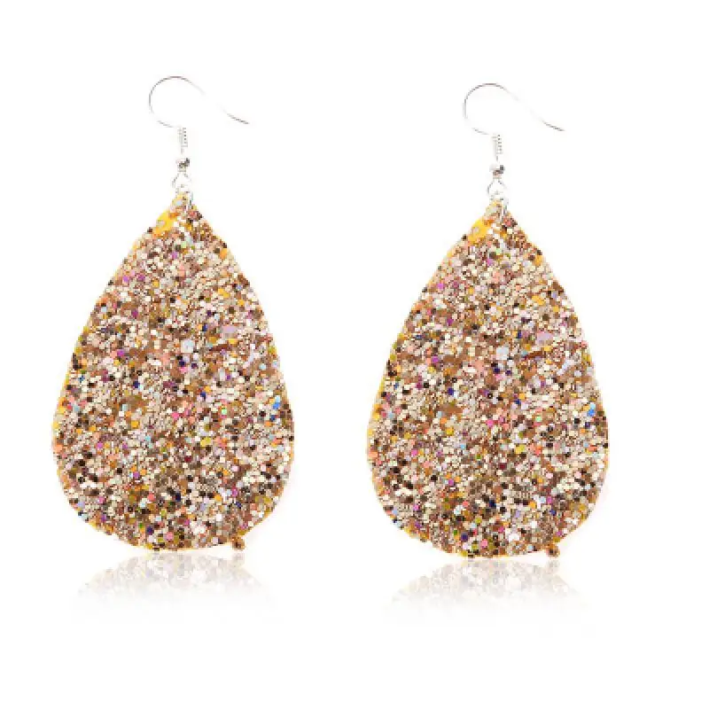 Fashion Glitter Teardrop Leather Earrings for Women Designer Jewelry Big Statement |