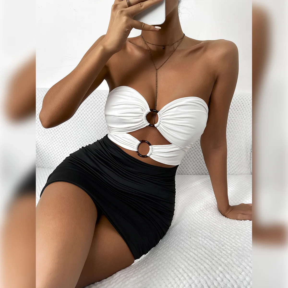 

Summer Tank Strap Designer Clothes Strapless Backless Dress Hollow Out Tight-fitting Design Evening Party Night Club Outfits