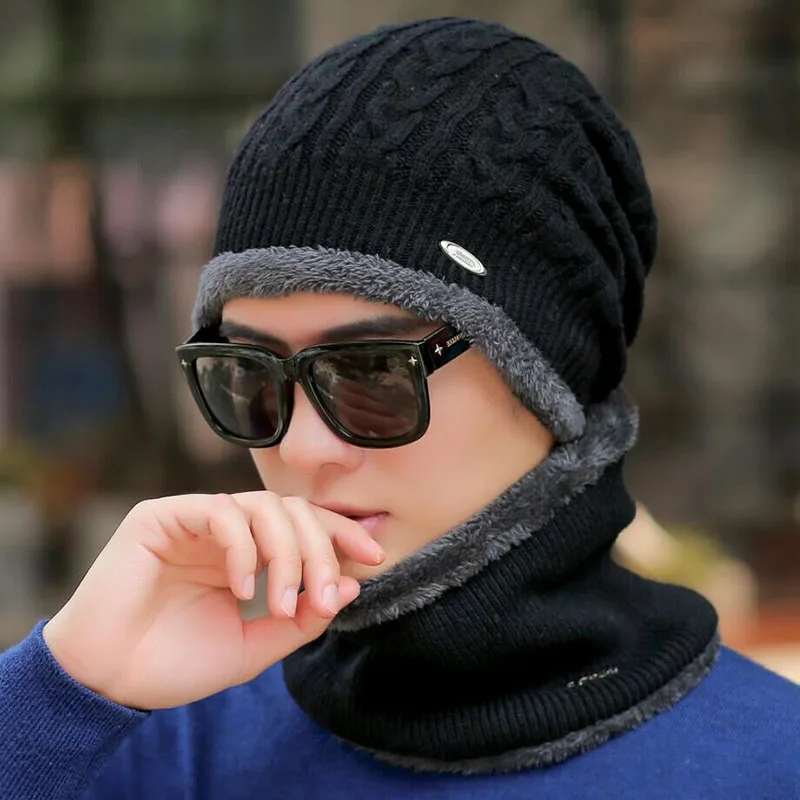 Брендовые зимние шапки для мужчин Skullies Beanies Мужская зимняя вязаная шапка из крученой пряжи шарф из шерсти женская маска капота мужская шапка