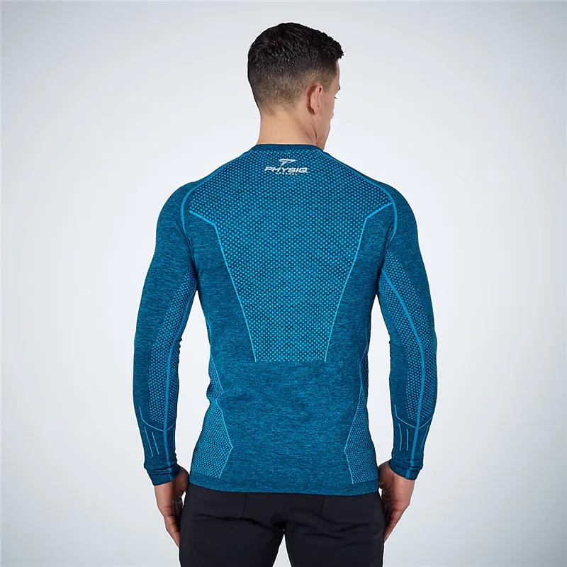 Мужская хлопковая Приталенная футболка с длинными рукавами для спортзала