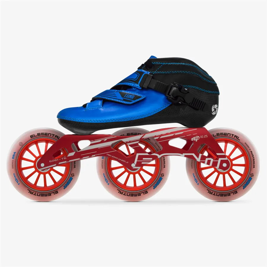 Оригинальные Bont Luna скоростные роликовые коньки Heatmoldable CarbonFiber Boot 3*90/100/110 мм 6061 элементарные ролики колеса - Цвет: Blue adult