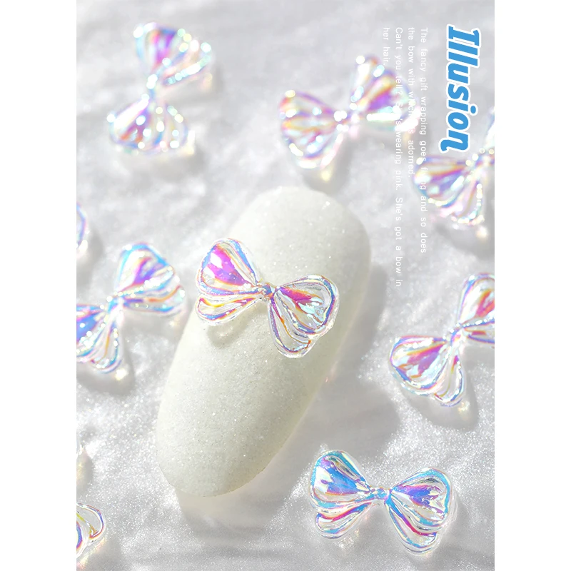 10 шт. голографические галстуки бабочки для ногтей|Стразы и украшения| |