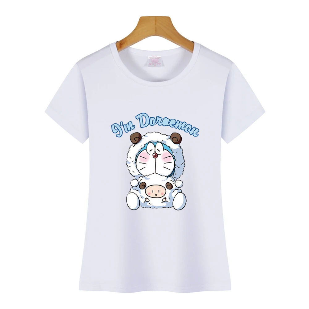 

2021 New Style Doraemon Cartoon Print Children's Clothing Short-Sleeved women Girls T-shirt Pattern Comfortable Bottoming Shirt