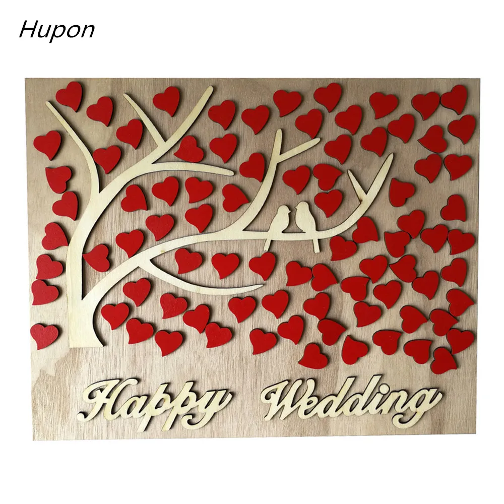 Деревенская Свадебная Гостевая книга персонализированное 3D деревянное сердце