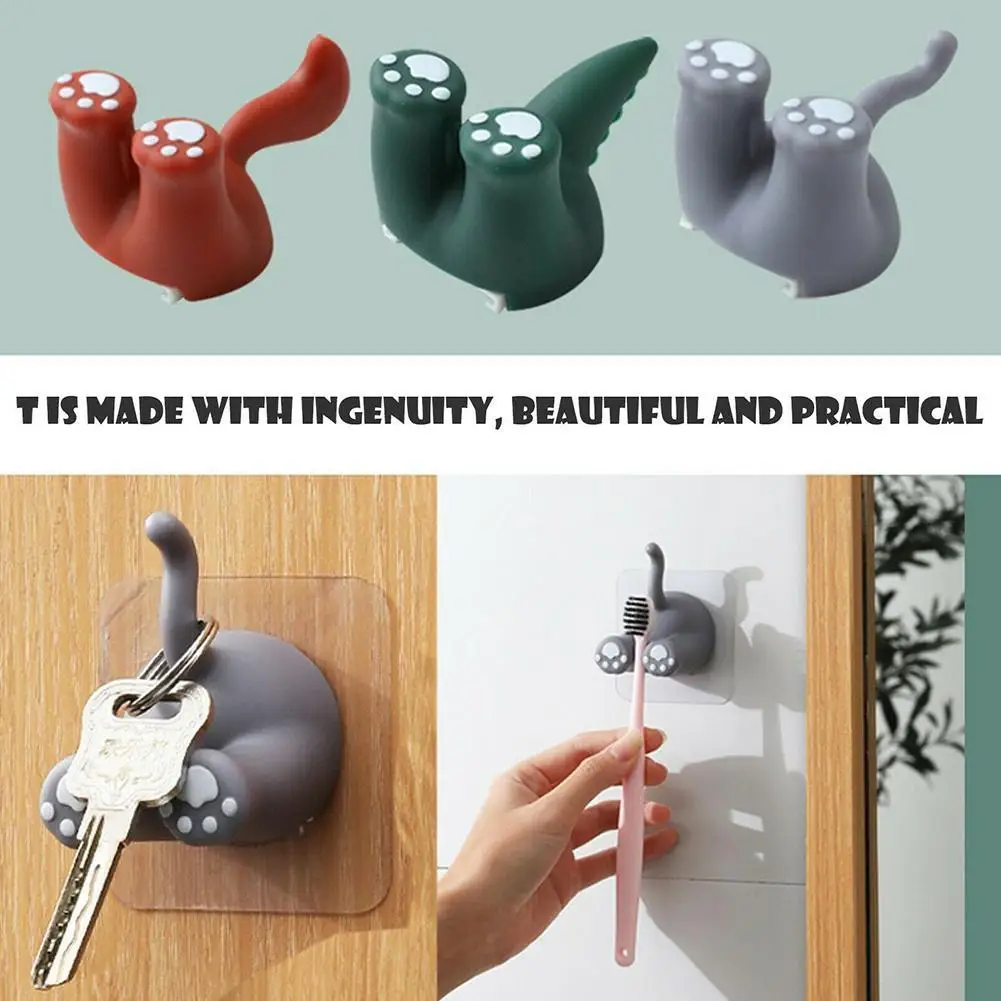 cute animal tail hook toothbrush holder non marking free punch strong self adhesive door wall hangers hooks for kitchen bathroom free global shipping