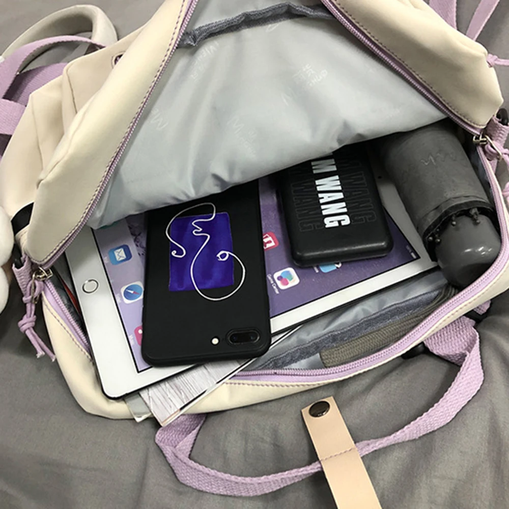 

S.IKRR Cute Korean Multifunction Backpack Women Nylon Portable Travel Bag Luxury Designer Handbag School Bags For Women Girls