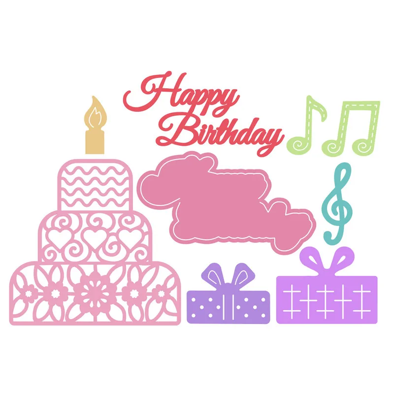 С днем рождения торт металла резки штампы Новый 2019 Крафтовая окраска Скрапбукинг