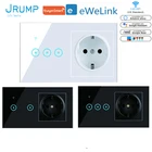 Умный сенсорный выключатель JRUMP с Wi-Fi, выключатель с голосовым управлением, с европейской розеткой, работает с Alexa Echo Google Home