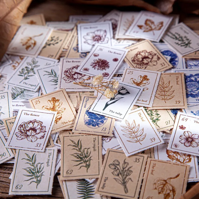 

30 pcs Garden Forest Mixed Material Plant Paper Handmade Material Package Retro Stamp Collage Background Base Material Paper