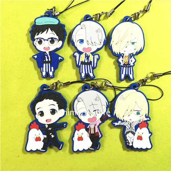 

Anime YURI on ICE Keychain Figure Doll Victor Nikiforov Katsuki Yuri Plisetsky Cock PVC Keyring Bag Pendant Phone Strap for Gift