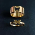 MKENDN золотые парные кольца с бабочкой для женщин и мужчин, летный Авиатор, самолет, динозавр, Акула, кольцо, помощник, свадебный подарок