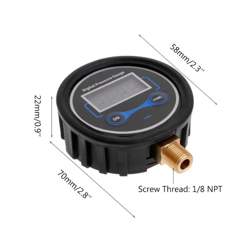 

Digital Tire Pressure Gauge with Backlit LCD Display Car Bike Motorcycle Tyre Tester Air PSI Meter 1/8NPT Bottom Connector