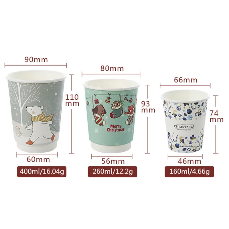 

50pcs High quality 5oz 160ml creative disposable coffee cup 8oz 12oz cold hot drink paper cups 250ml 400ml milk tea beverage cup