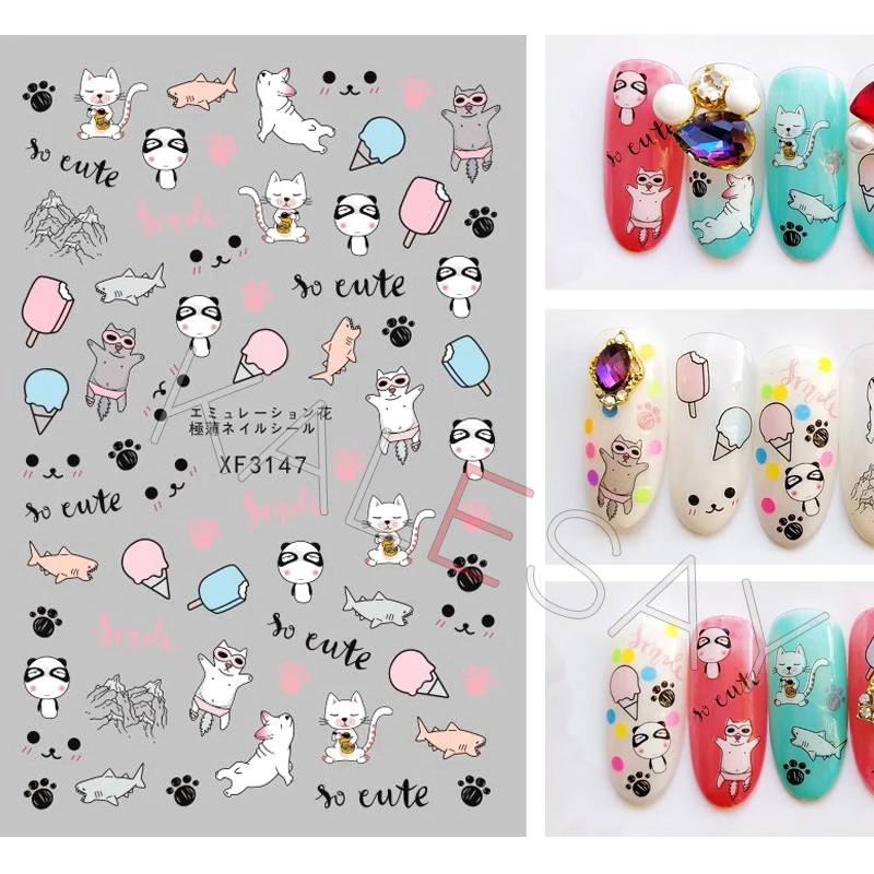 Стикеры 3D на ногти Nail Art Дизайн маникюра наклейки для ногтей самоклеющиеся