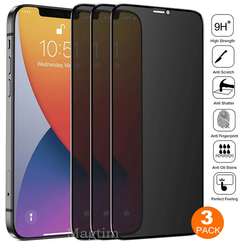 Magtim 3 шт. антишпионское закаленное стекло для iPhone 12 11 Pro XS Max X XR Защитная пленка 7 8 6