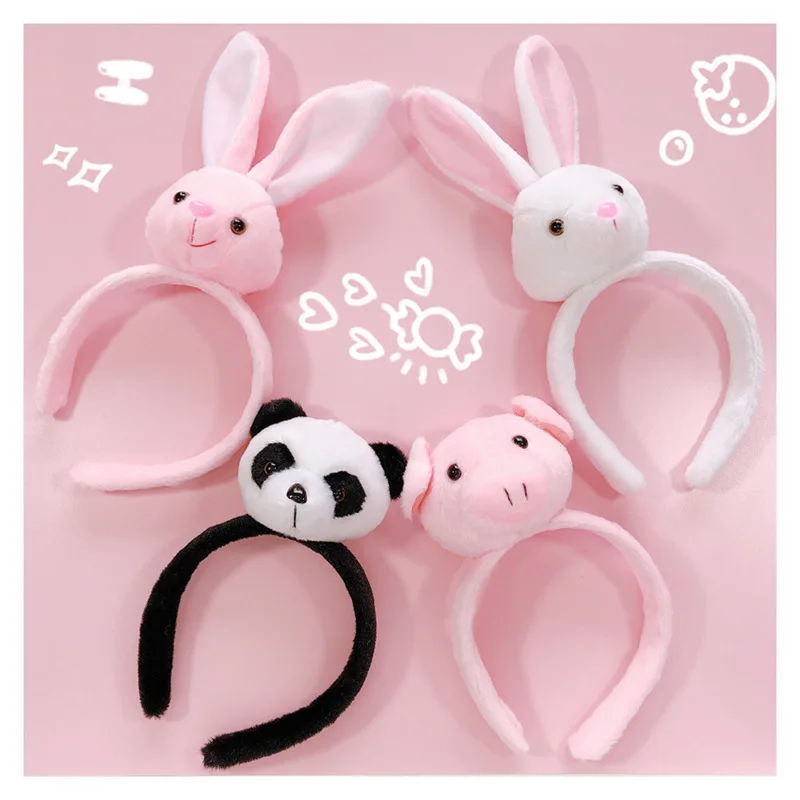 

Fine cute rabbit headband plush hoop headbands for women headwear teddy fur lamb wool headband for girls INS hair accessories