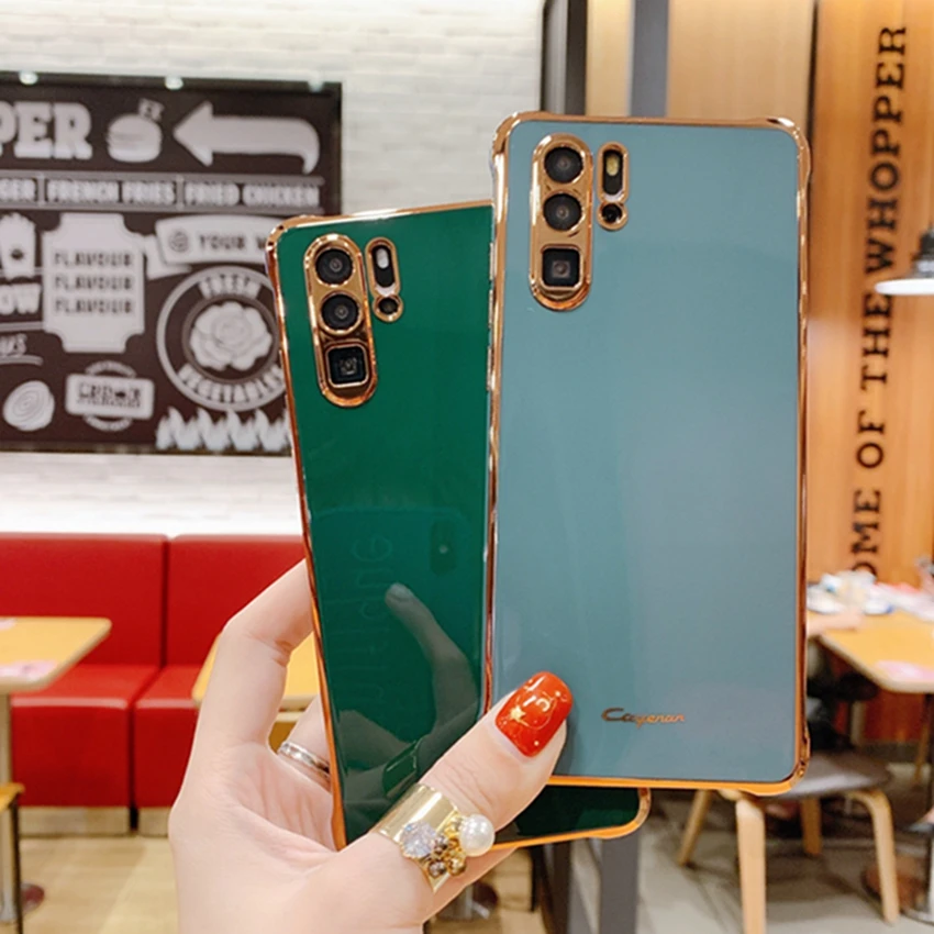 

Luxury Electroplated Gold 6D Anti-drop Silicone Phone Case For Huawei Mate 30P P30 40P Plated Coque Etui Soft Silicone Funda