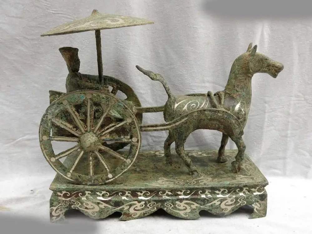 10 &quotКитайский Старый Бронзовый Серебряный декоративный узор резная лошадь