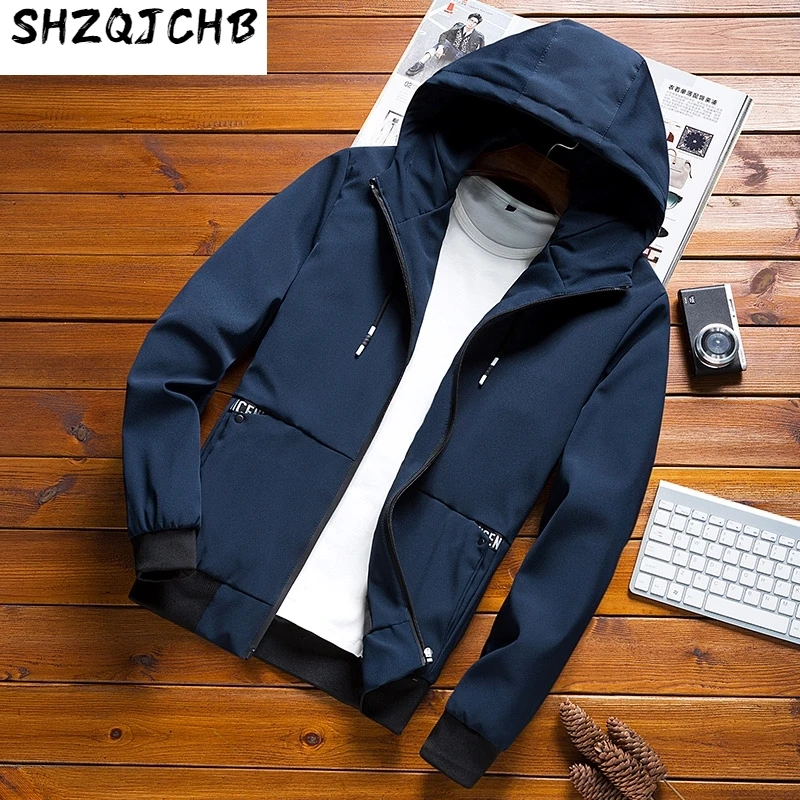 

JCHB 2021 Men's Jacket Spring Summer Coat Male Hooded Korean Clothes Plus Size Windbreaker Chaquetas Hombre Y7155 KJ4657