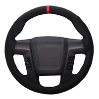 car steering wheel cover hand stitched black genuine leather suede for ford f 150 f150 svt raptor 2010 2011 2012 2013 2014