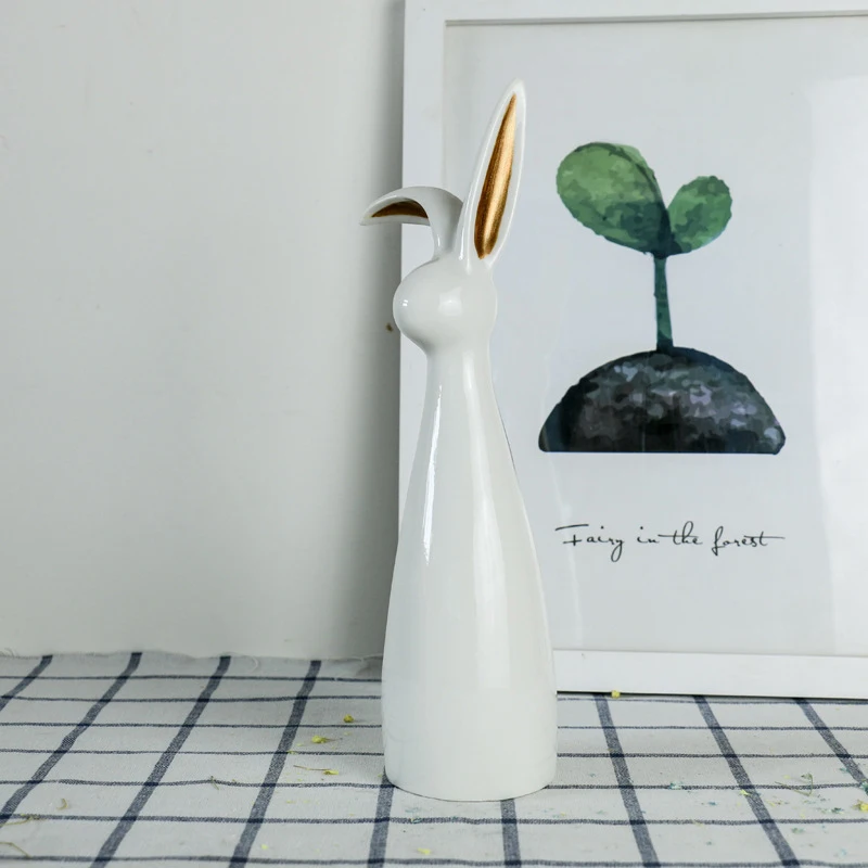 Милые миниатюрные фигурки зайчика скандинавские керамические кролика для дома и