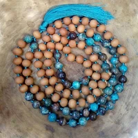 8mm turquoise 108 buddha beads tassels necklace buddhism pray natural mala lucky bless yoga